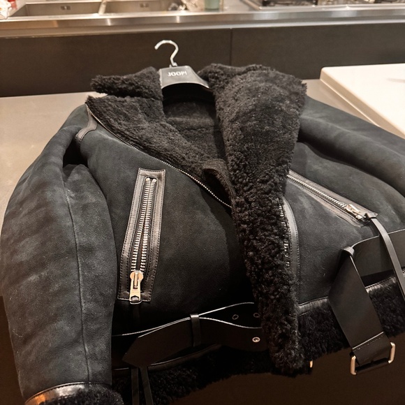 All Saints Harley Black Shearling Jacket - Picture 1 of 5